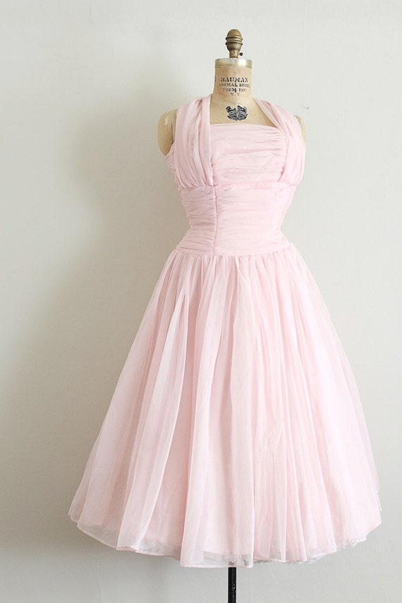 vintage 1950s dress // 50s pink prom dress // pretty in pink