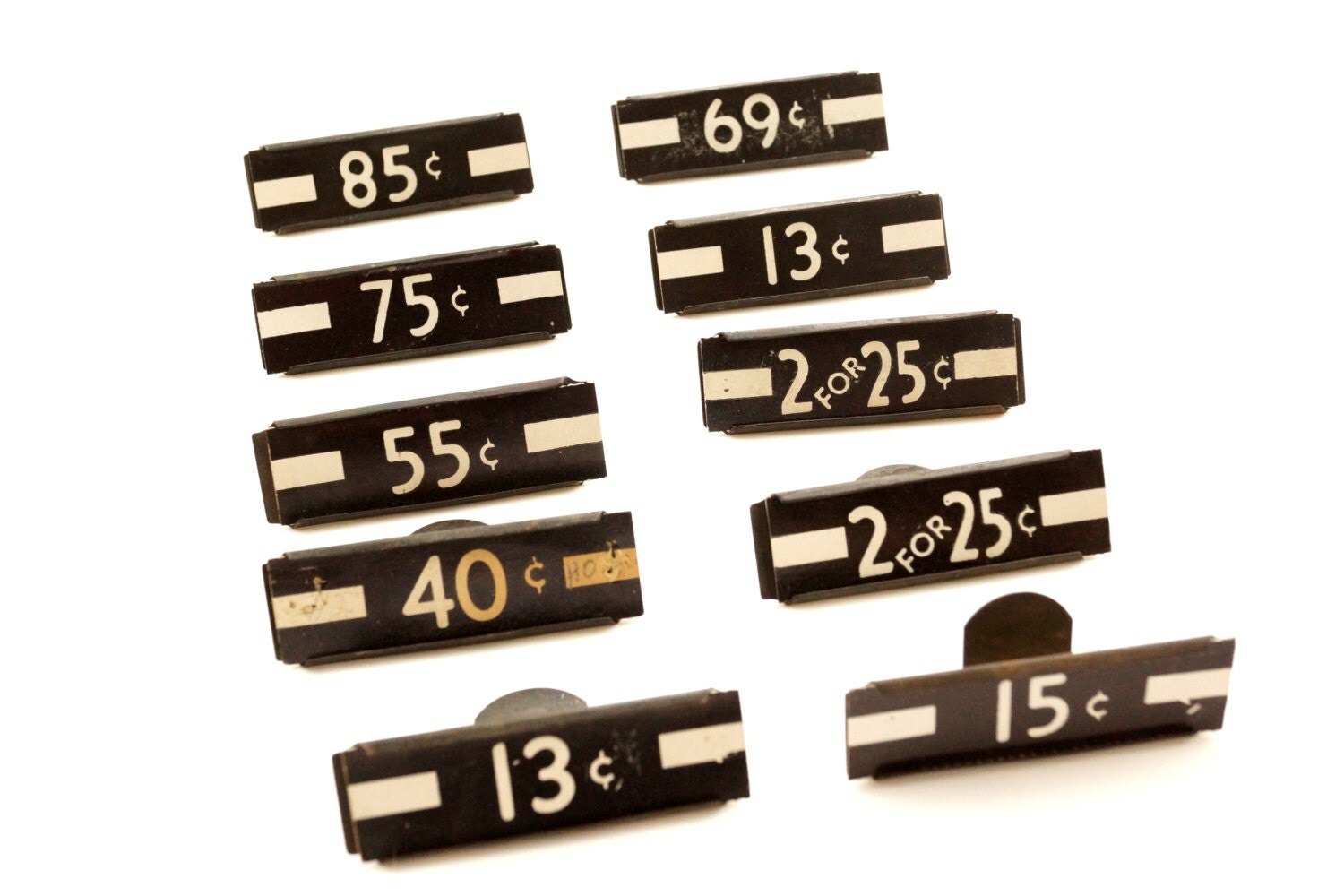 Items similar to Vintage / Antique Metal Price Tag Holder with Price Tag (c.1900s) General Store