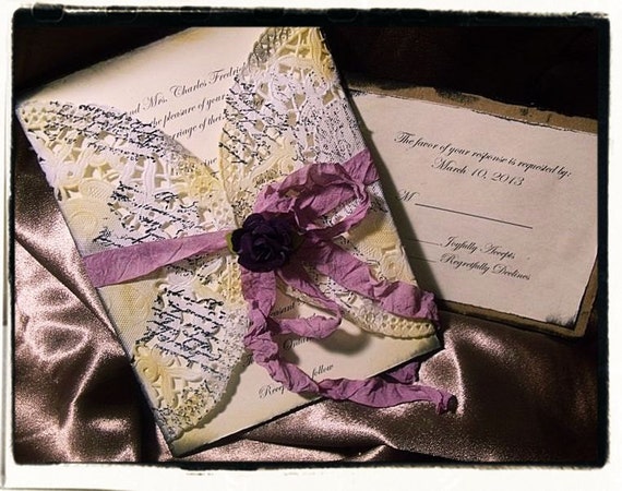 Vintage Purple Wedding Invitations 8