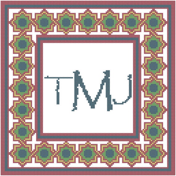Monogram Cross Stitch PatternModern MonogramGeometric Cross 7 cross stitch border patterns