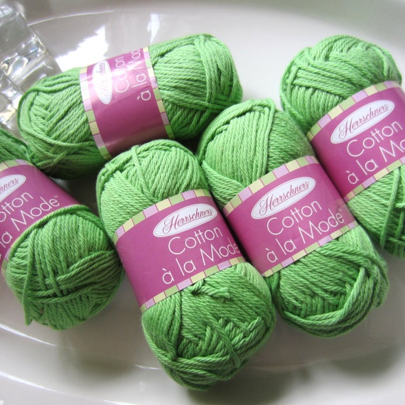 Herrschners Cotton a la Mode Yarn, 5 Balls, Bright Green