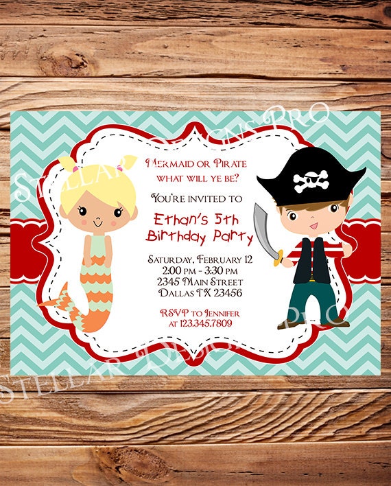 Pirate And Mermaid Free Printable Invitations 8