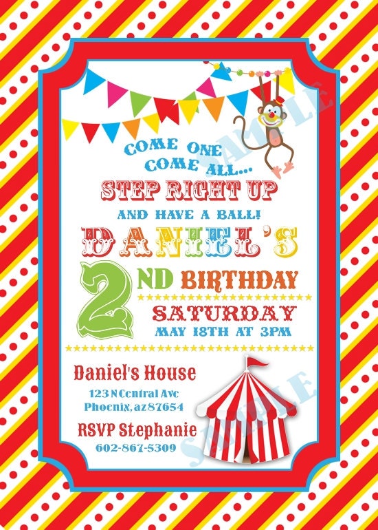 Custom Carnival Circus Birthday Party Invitation