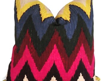 Martyn Bullard Pillow Schumacher Adras Ikat Chevron Decorative Pillow Cover 18x18, 20x20, 22x22 or lumbar pillow Throw Pillow Accent Pillow