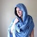 Cornflower Blue Shawl - Cotton Gauze Scarf - Extra Long Bohemian Wrap - Oversized Scarf