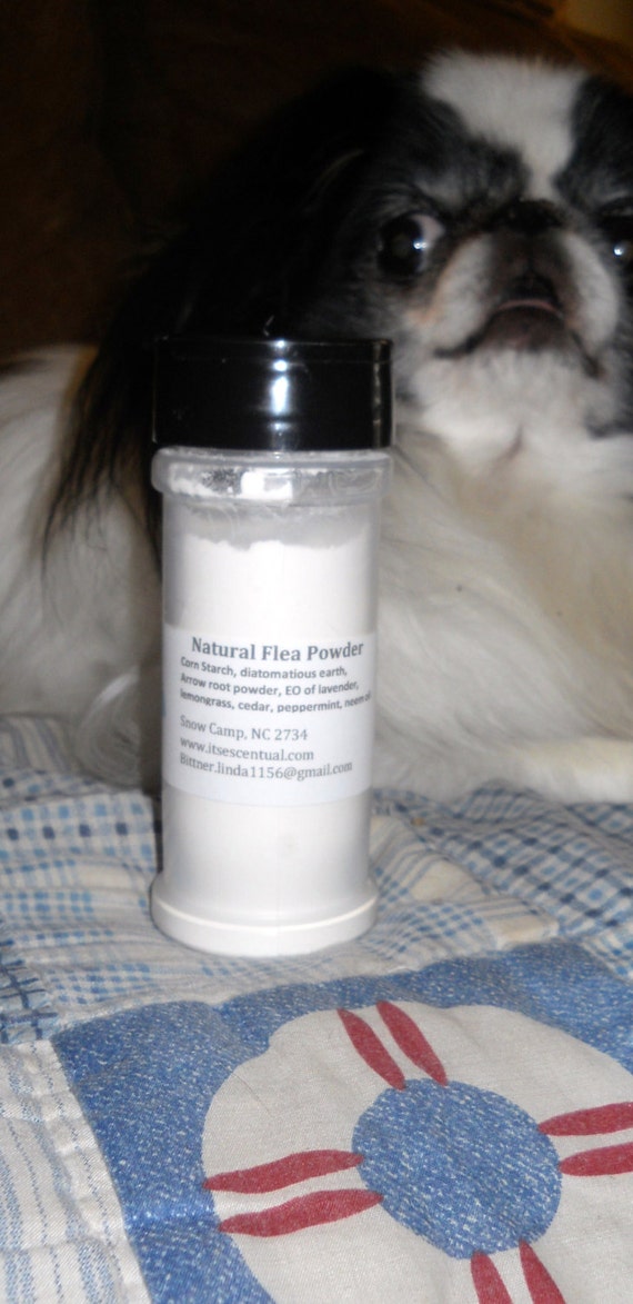 Natural Flea Powder with Corn Starch, Diatomaceous Earth and essential oils, New larger size
