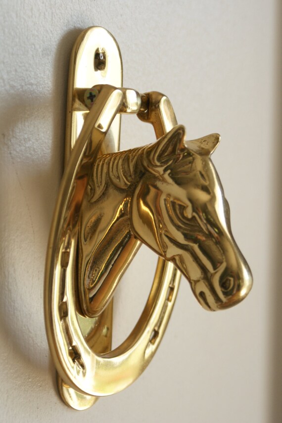 Large Equestrian Door Knocker. Brass Home by FIGHOUSEVINTAGE
