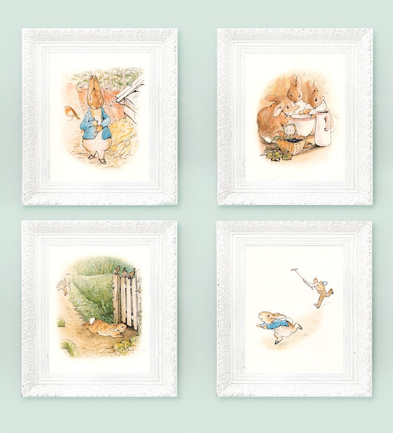 4 Vintage Peter Rabbit Prints Beatrix Potter Prints