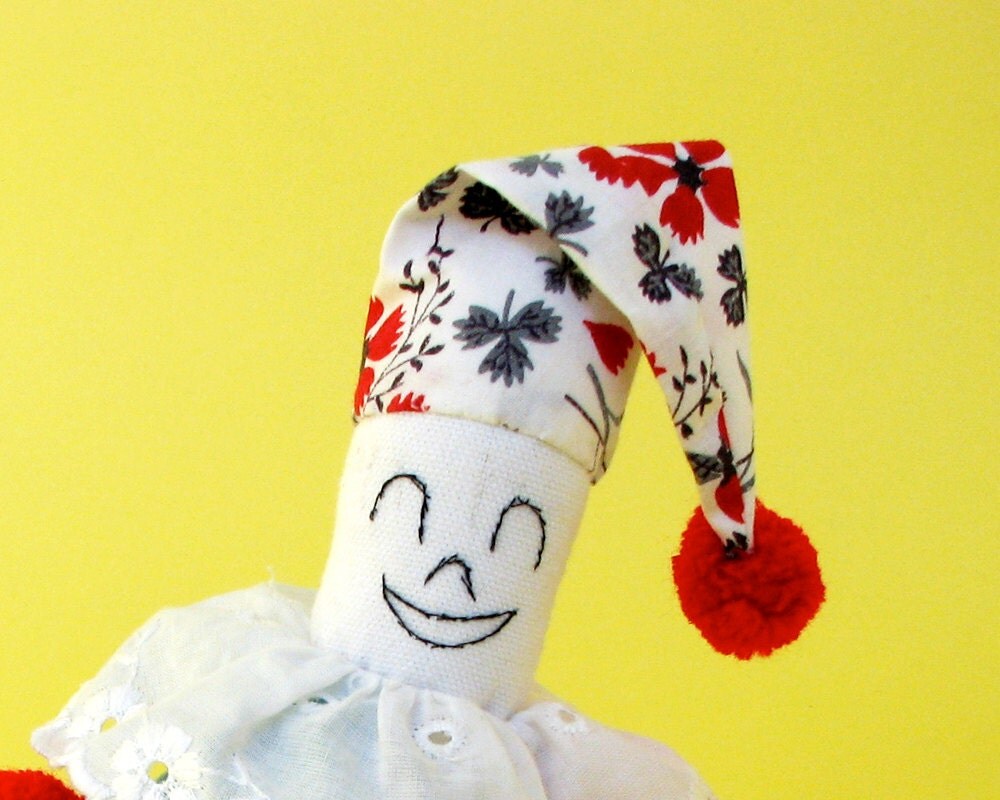 Bean Bag Doll Clown Vintage cottons Clown Doll Beanie Bag