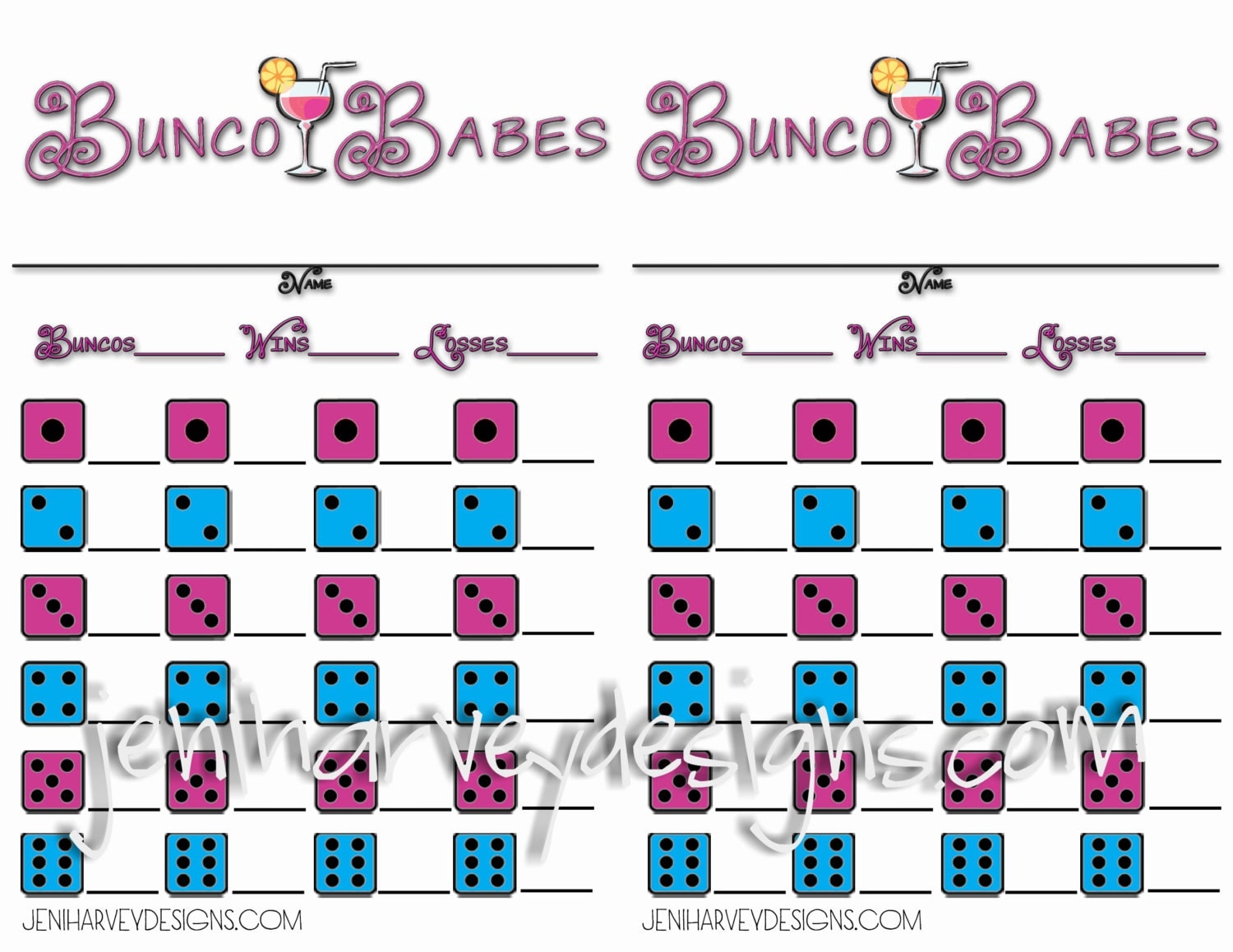 Bunco Babes Bunco Score Sheet