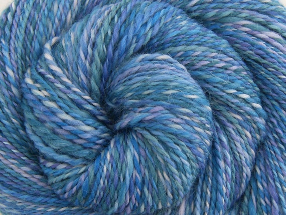 Handspun Yarn Two Ply Fine Dk Weight Alpaca/Merino/Silk 'LITTLE BOY BLUE' 266 yds