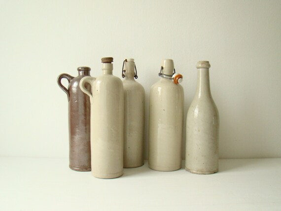 vintage french stoneware bottle large chic by ...