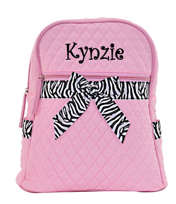 SALE Personalized Light Pink and Zebra Backpack Monogrammed