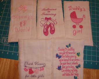 Baby Girl Burp cloths Baby Shower Gift Set of 5