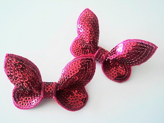 SEQUIN BUTTERFLY/ Appliques Set of 2 SHoCKING by TheButtonSisters