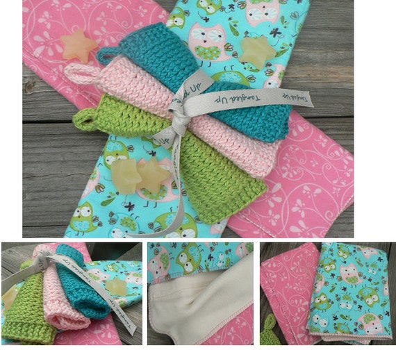 Bamboo/ Organic Cotton and Flannel Burp Cloths/ Knitted