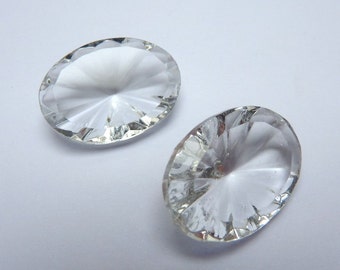 2 glass jewels, 18x13mm, crystal, oval
