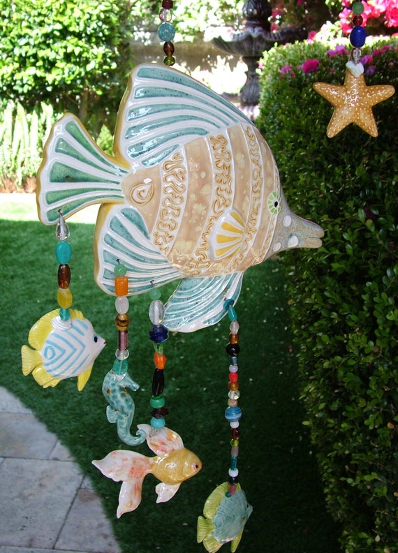 Ceramic tropical fish mobile hanging from by CDJ4Ceramics on Etsy