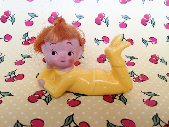 Vintage Mod Kitschy Groovy Neato  little Red Headed Teenager Napco Ware Japan Figurine C-6798