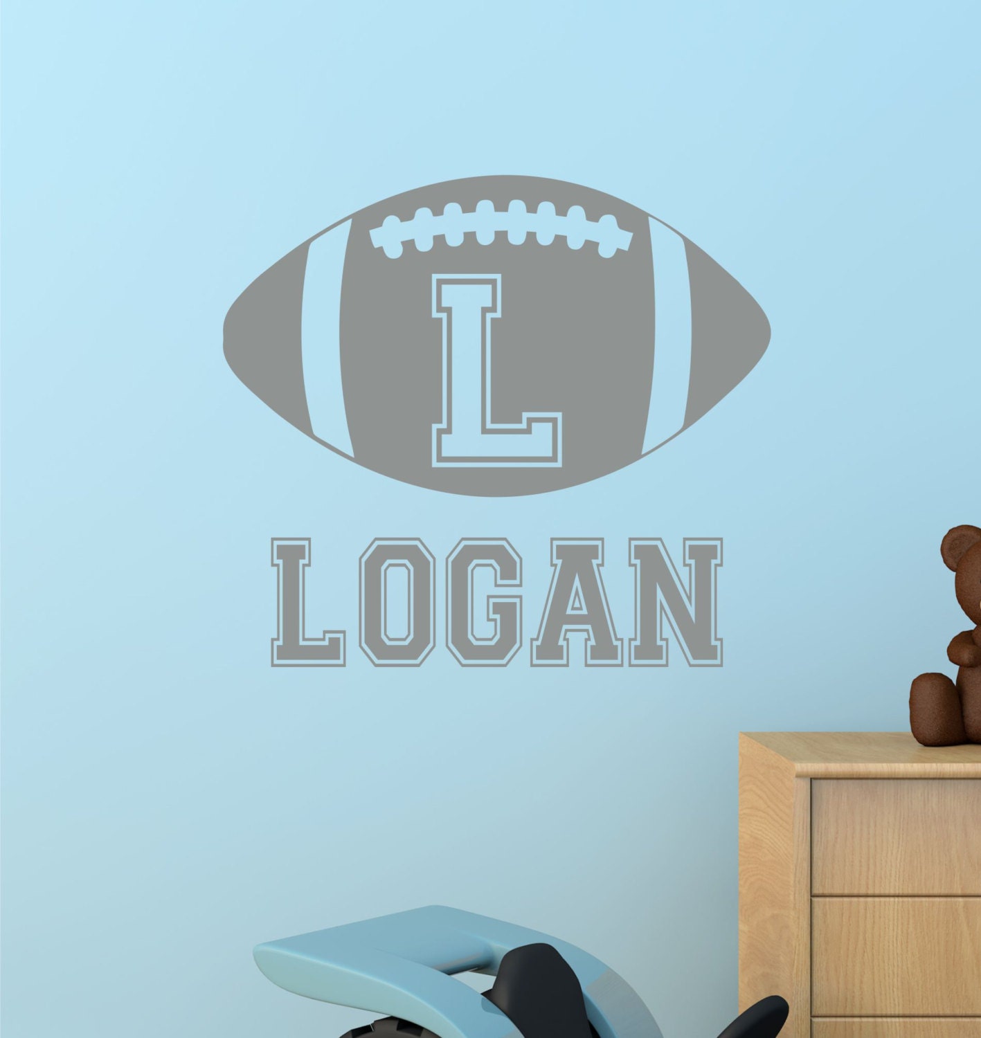Football Kids Wall Art Name Wall Decal Football Wall Decal