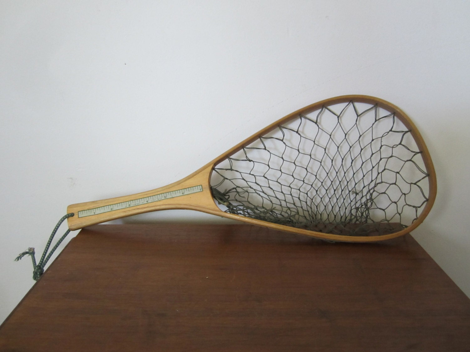 vintage wood fishing net