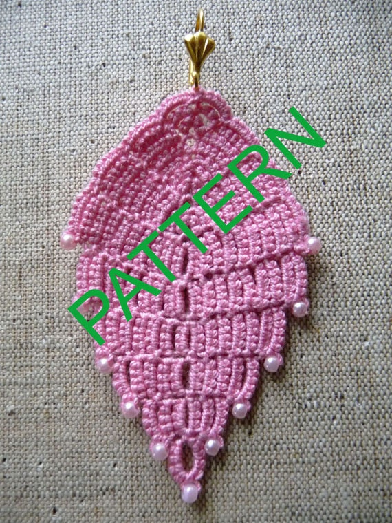 Tatting pattern Shuttle tatting Earrings with Beads