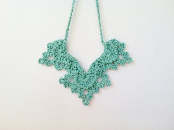 Crochet Angel Wings Necklace Mint Green