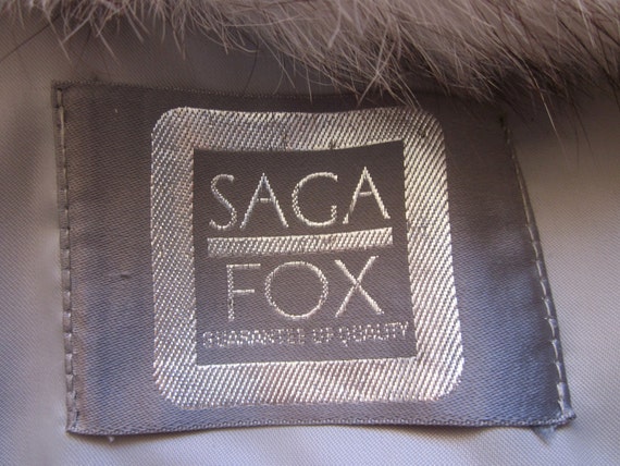 Fox Fur 1980s/ Saga Fox Fur/ White Fur Coat/ Dynasty/ L XL/