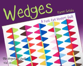 Wedges Quilt Pattern, Modern Quilt Pattern, Improv, Abstract, 59" x 64," PDF Pattern, qtm
