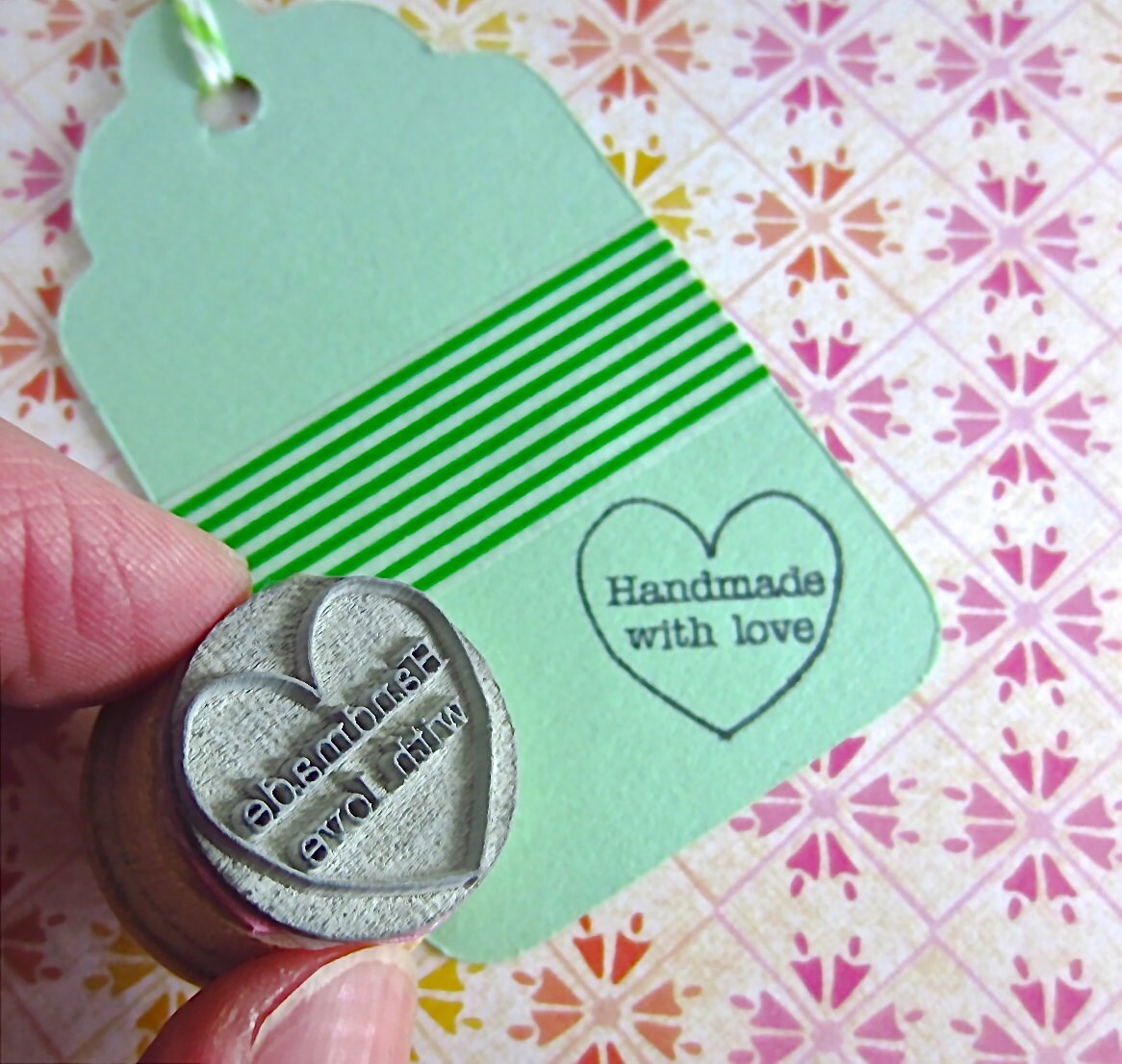 Handmade with Love Stamp Heart Shape Small Stamp for gift