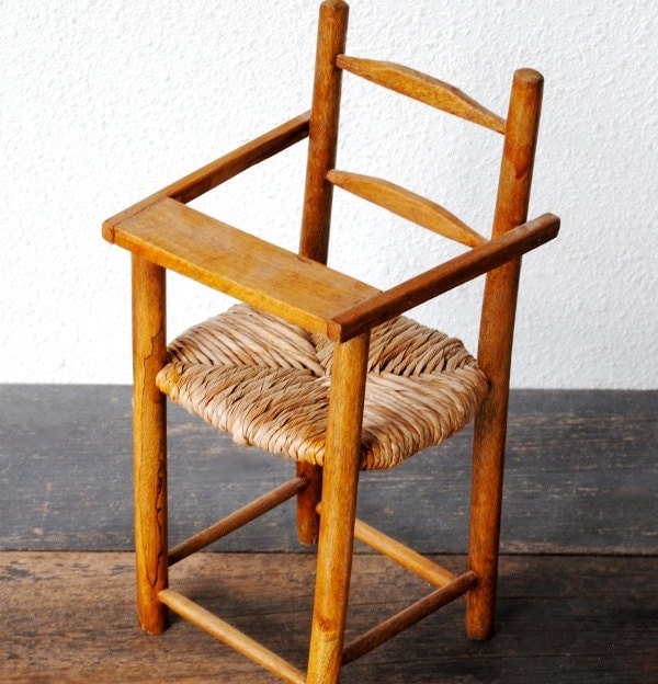 rattan dolls highchair