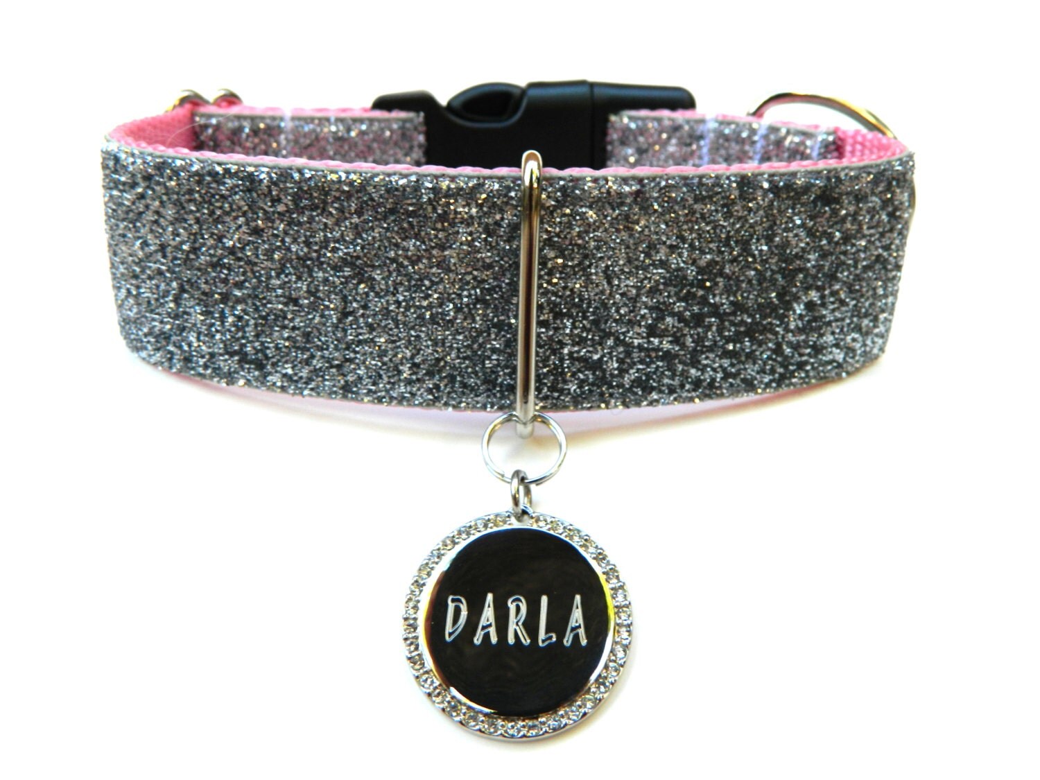Bling Dog Collar 1.5 Silver Glitter Dog Collar