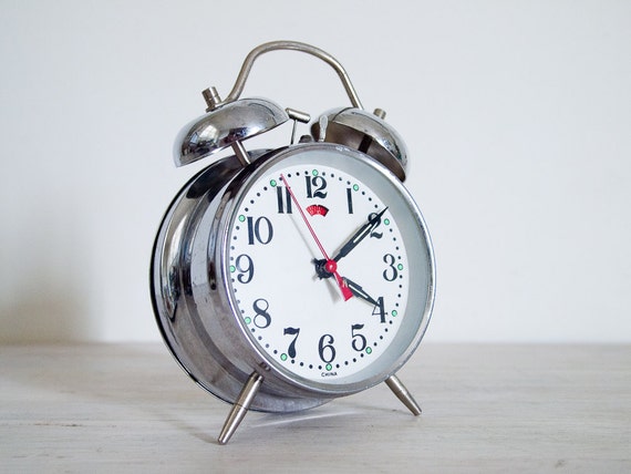 vintage silver alarm clock