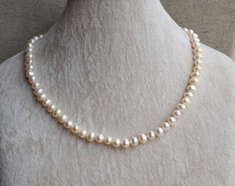 Ivory Pearl Necklaces,Freshwater pearl 6-7mm ivory Pearl Necklace,wedding necklace,pearl jewelry,statement necklace ,women necklace