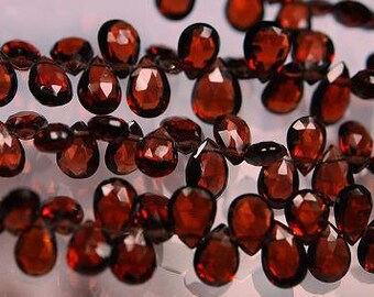 Red Garnet Briolettes 5 Pieces Lovely 7-8mm Pear Drilled Loose Semiprecious Faceted Gemstone Beads Take 20% Off Jewelry Craft Supplies Sale