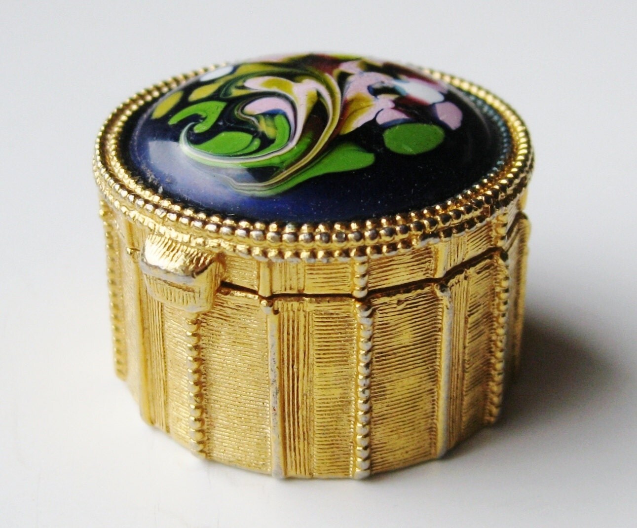 Vintage Estee Lauder Solid Perfume Gold Compact Pill Box