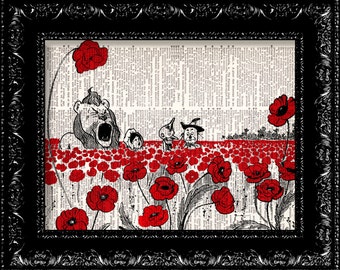 Wizard Of Oz Poppy Field - Frank Baum - Dictionary Print Vintage Book Print Page Art Upcycled Vintage Book Art