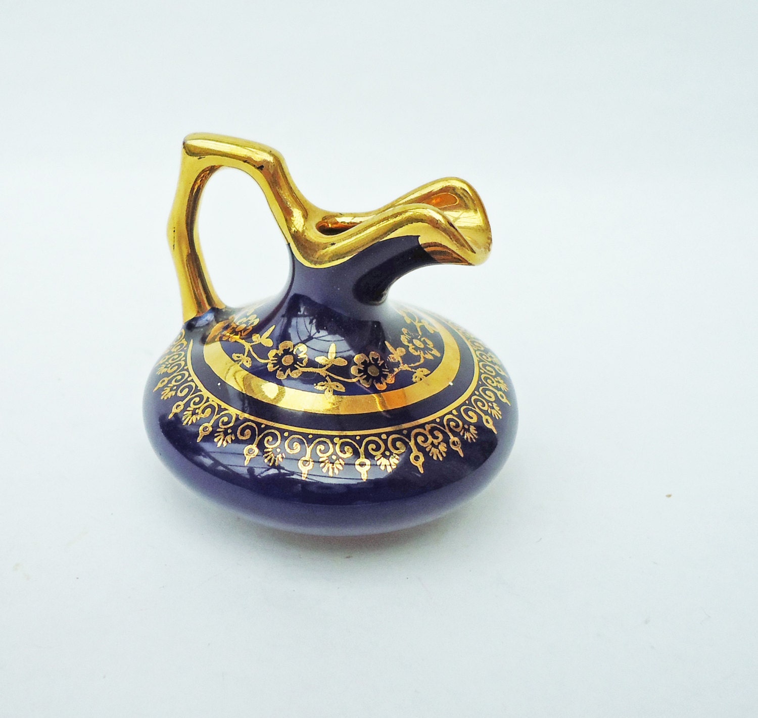 Vintage Limoges Miniature Cobalt Porcelain Pitcher UK Seller