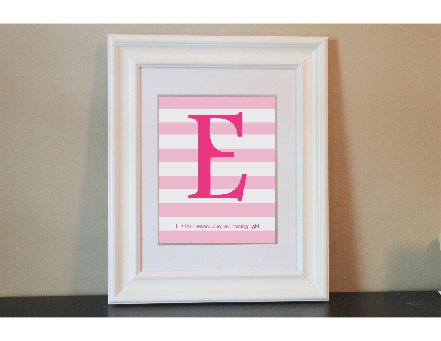 Striped Baby Nursery Name Meaning Art Girl 8x10 Personalized