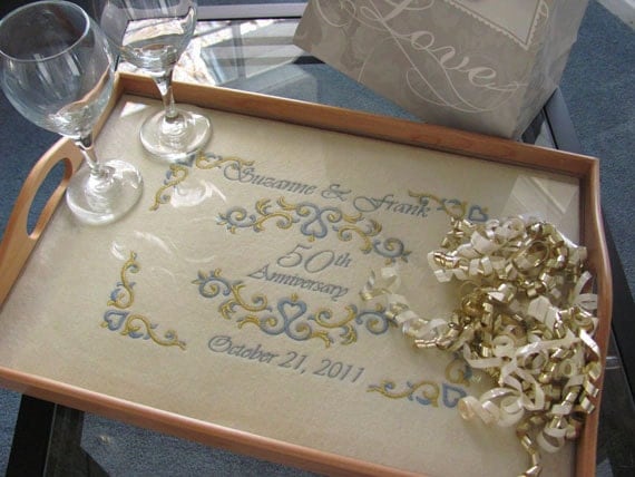 50th anniversary gift Personalized serving tray Golden wedding ...