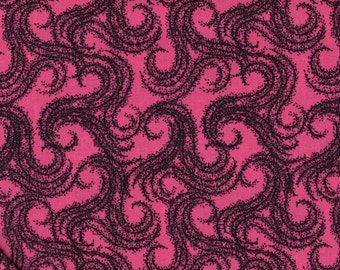 Hot Pink Fabric, Floral Fabric, Black and Pink Fabric, Pink Fabric, Pink Floral Fabric, 1 yard Fabric, 01399
