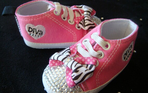 Baby girl DIVA outfit pink zebra rhinestones onesie pants hair