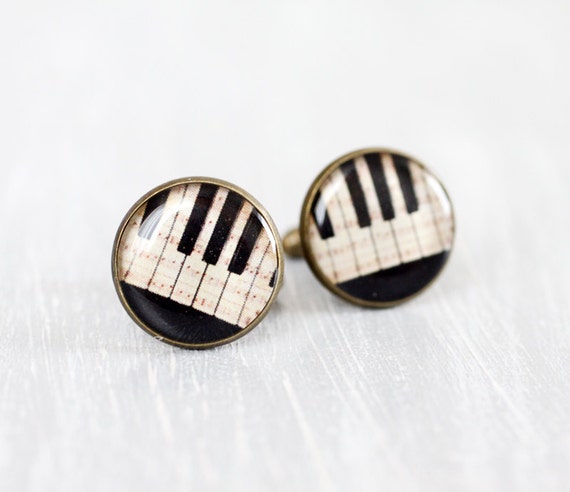 Men cufflinks - Music cufflinks - Vintage Piano keys - Cuff links for men