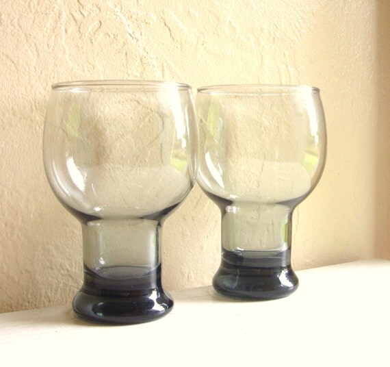 Black Smoke Glass Mid-Century Drinking Glasses