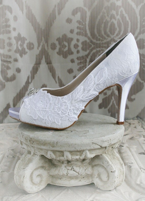 Promise White Lace Peep Toe Bridal Shoes With Vintage 5126