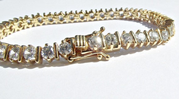 Vintage tennis bracelet. Gold plated diamonte bracelet