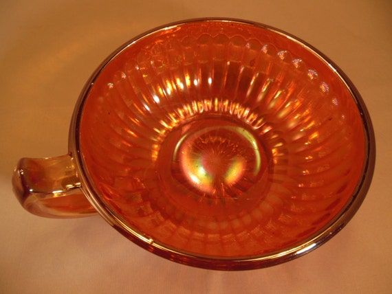 Marigold Carnival Glass Handled Bowl Iridescent Amber By Ellesh71 1025