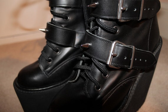 Grunge Goth Chunky Platform Custom Spike Ankle Boots UK 3 / US