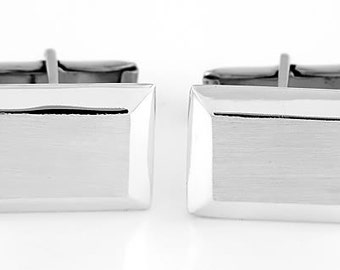 Sterling Silver Monogrammed Personalized Rectangular Shape Cufflinks