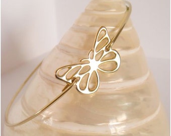 Gold butterfly bangle II - Butterfly bracelet - Minimalist jewelry - Everyday jewelry
